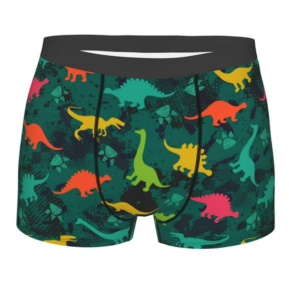 Balery Colorful Dinosaurs Men's Boxer Briefs, Soft and Breathable Cotton Underwear with nylon Waistband-Small