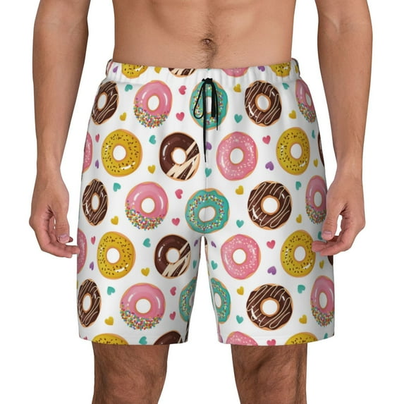 Balery Colorful Donuts Mens Swim Trunks Swim Shorts for Men Quick Dry Inseam Beach Shorts with Compression Liner Pocket-XX-Large
