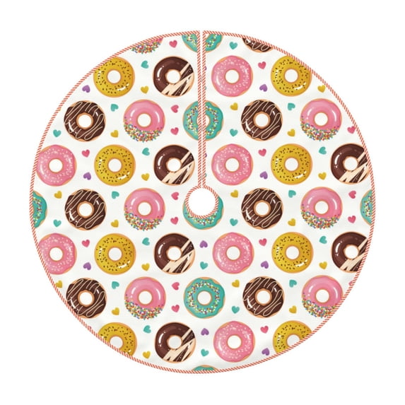 Balery Colorful Donuts Printed Christmas Tree Skirt , Merry Christmas Party Christmas Tree Decoration,Adjustable Tree Skirt-30"