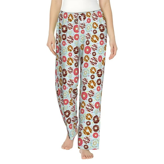 Balery Colorful Donuts print Women's Pajama Pants,Ultra Lightweight Pjs,Lounge Pant-Medium