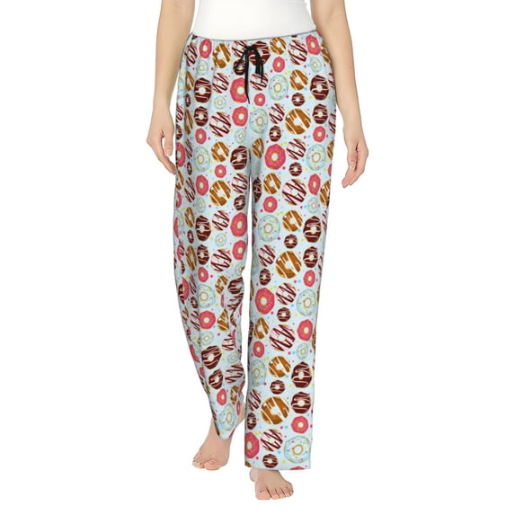 Balery Colorful Donuts print Women's Pajama Pants,Ultra Lightweight Pjs,Lounge Pant-XX-Large