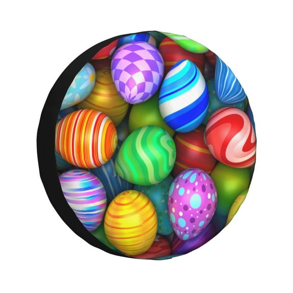 Balery Colorful Easter Eggs1tire Cover Waterproof Dust-Proof, Universal Spare Wheel Tire Cover For Trailer, Rv, Suv Truck And Vehicle Camper Accessories-14 Inch