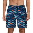 thumbnail image 1 of Balery Colorful Fish 3 Mens Swim Trunks Swim Shorts for Men Quick Dry Inseam Beach Shorts with Compression Liner Pocket-Small, 1 of 9