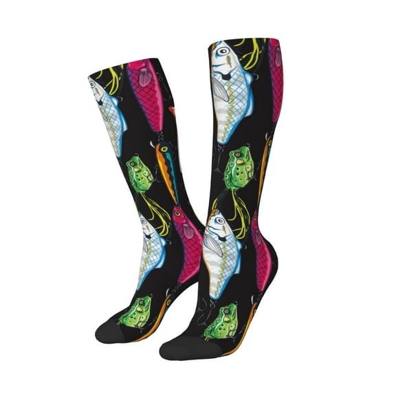 Balery Colorful Fishing Lures Printed Novelty Socks Men's Women's Crew Socks Sports Socks Knee High Socks Cotton Socks Quirky and Cool Socks
