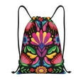 Balery Colorful Floral Embroidery Mexican Pattern Drawstring Backpack ...