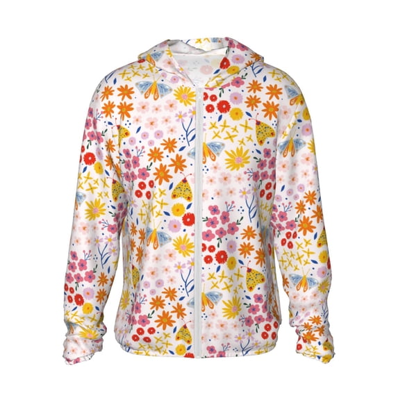 Balery Colorful Floral Men's Women's UPF 50+ Sun Protection Lightweight Hoodie Performance Long Sleeve Shirt for Fishing Running-Medium