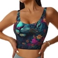 thumbnail image 1 of Balery Colorful Flower Tiger Pattern Racerback Sports Bras for Women - Padded Seamless High Impact Support for Yoga Gym Workout Fitness-Large, 1 of 8