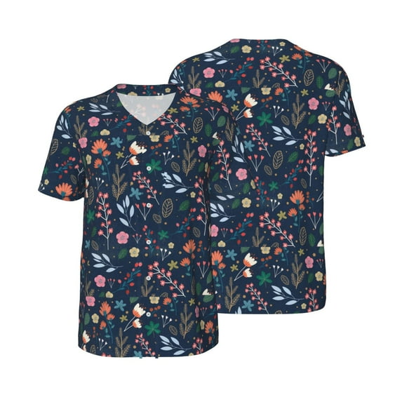 Balery Colorful Flowers Baseball Jersey for Men Casual Button Down Shirts Short Sleeve Active Team Sports Uniform-3X-Large