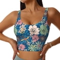 thumbnail image 1 of Balery Colorful Flowers Pattern Racerback Sports Bras for Women - Padded Seamless High Impact Support for Yoga Gym Workout Fitness-Medium, 1 of 8