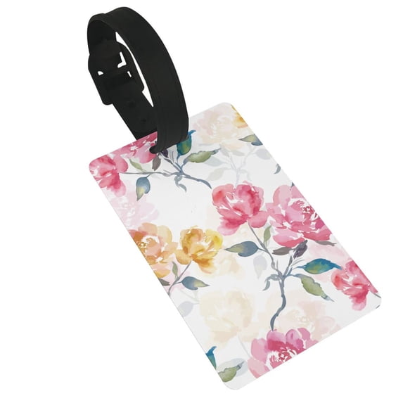 Balery Colorful Flowers Print Durable Luggage Tags with Secure Strap, Personalized Travel ID Tags for Suitcases, Bags, and Backpacks - Easy Identification for Men and Women