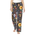 thumbnail image 1 of Balery Colorful Flowers with Butterfly print Women's Pajama Pants,Ultra Lightweight Pjs,Lounge Pant-Small, 1 of 9