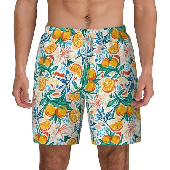 Balery Colorful Fruits Mens Swim Trunks Swim Shorts for Men Quick Dry Inseam Beach Shorts with Compression Liner Pocket-X-Large