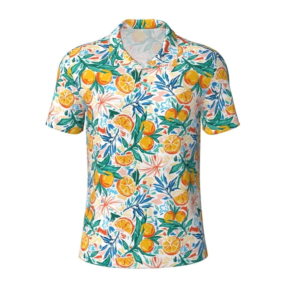 Balery Colorful Fruits Printed Men’s Short Sleeve Polo Shirt, Midweight Men's Shirt,Golf Polo shirts -3X-Large