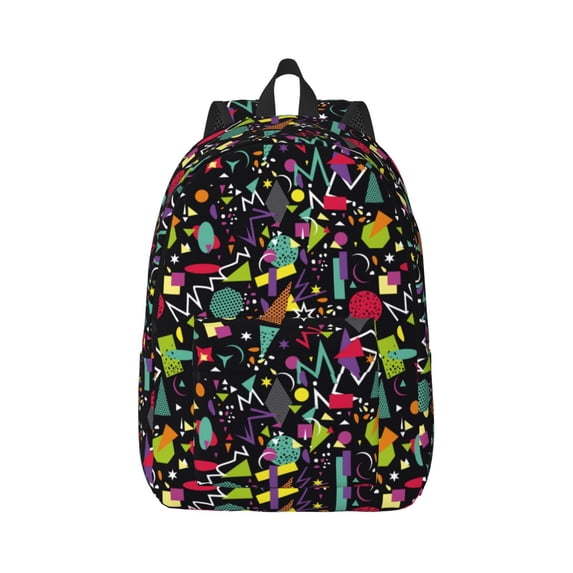 Balery Colorful Geometric Figures Vintage Canvas Backpack for Men and Women - Large Capacity, Durable Travel Laptop Bag for School, Work, Hiking, and Outdoor Activities