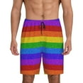 thumbnail image 1 of Balery Colorful Glitter Rainbow Men's Cotton Knit Pajama Shorts Waistband & Pockets,Short Pajama Pants-Large, 1 of 8