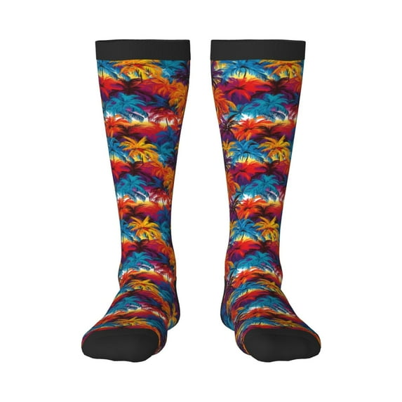 Balery Colorful Hawaii Palms Printed Novelty Socks Men's Women's Crew Socks Sports Socks Knee High Socks Cotton Socks Quirky and Cool Socks