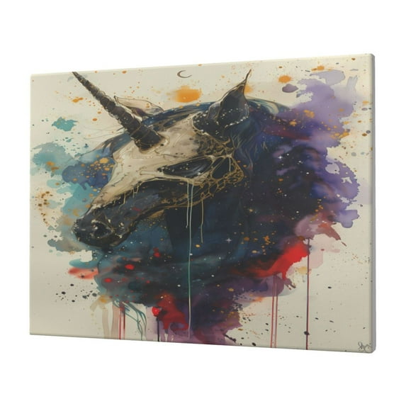 Balery Colorful Ink Cute Horse Pattern Canvas Decorative Picture – 30x40in Premium Wall Art, Modern Canvas Print for Home Decor（Horizontal）