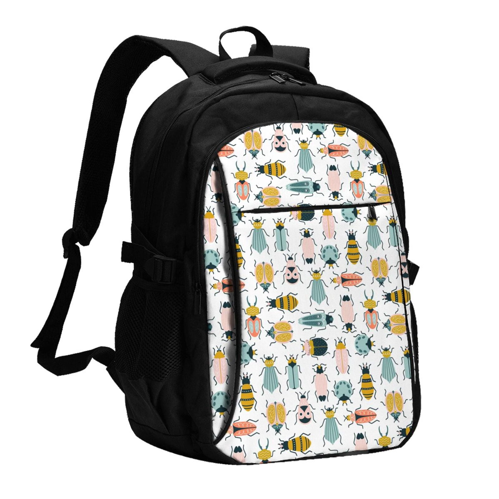 Balery Colorful Insects Print USB Charging Backpack for Men and Women ...