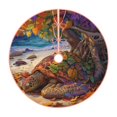 Balery Colorful Maple Leaf Beach Turtle Printed Christmas Tree Skirt