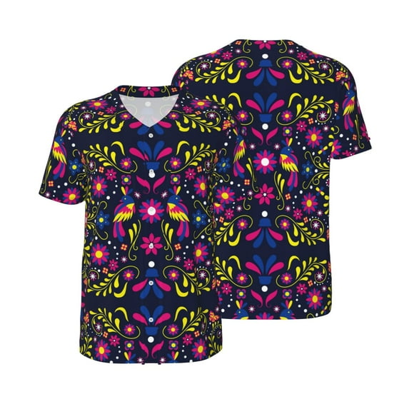 Balery Colorful Mexican Baseball Jersey for Men Casual Button Down Shirts Short Sleeve Active Team Sports Uniform-XX-Large