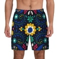 thumbnail image 1 of Balery Colorful Mexican Flower Mens Swim Trunks Swim Shorts for Men Quick Dry Inseam Beach Shorts with Compression Liner Pocket-Large, 1 of 9