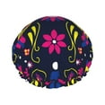 thumbnail image 1 of Balery Colorful Mexican Shower Caps, Double Layer Waterproof Shower Cap, Double Layers Reusable Shower Cap With Soft Comfortable For Long Thick Hair Soft Bath Shower Hair Caps, 1 of 9