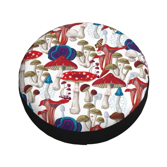 Balery Colorful Mushrooms (2) Tire Covers - Tough Tire Wheel Protector for Truck, SUV, Trailer, Camper, RV -15 inch