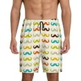 thumbnail image 1 of Balery Colorful Mustache Men's Cotton Knit Pajama Shorts Waistband & Pockets,Short Pajama Pants-4X-Large, 1 of 8