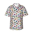 thumbnail image 1 of Balery Colorful Numbers Print Men's Hawaiian Shirts Short Sleeve Beach Shirt Relaxed Fit Vacation Button Down Shirts-X-Large, 1 of 9