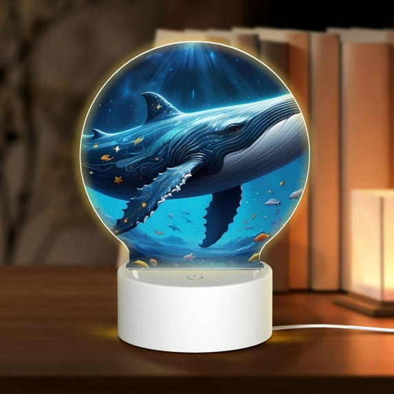 Balery Colorful Ocean Whale Pattern Acrylic Night Light Gift with 3 Color ModesTouch-Sensitive LED Lamp Perfect Gift for Mother's Day, Birthday, or Christmas