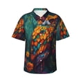 thumbnail image 1 of Balery Colorful Owl Forest Print Men's Hawaiian Shirts Short Sleeve Beach Shirt Relaxed Fit Vacation Button Down Shirts-Medium, 1 of 9