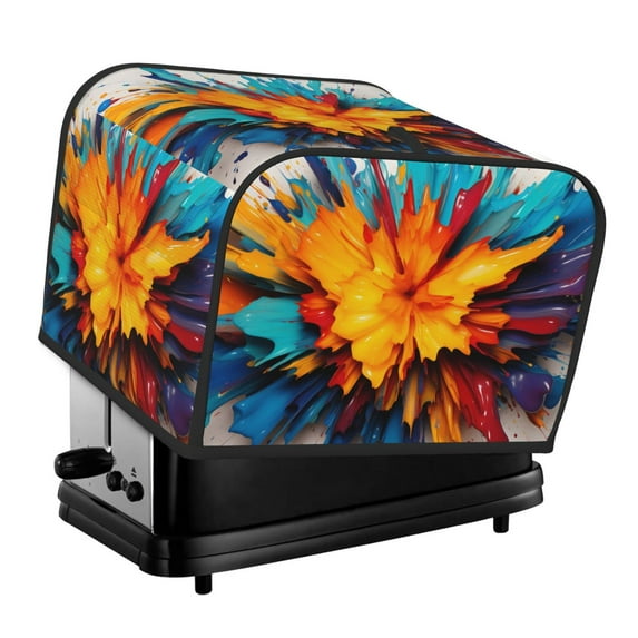 Balery Colorful Paint Print Pattern Oven Cover Kitchen Bread Machine Protector, 4 Slice Toaster Cover for Home, Anti Dust Fingerprint Coaster Cover