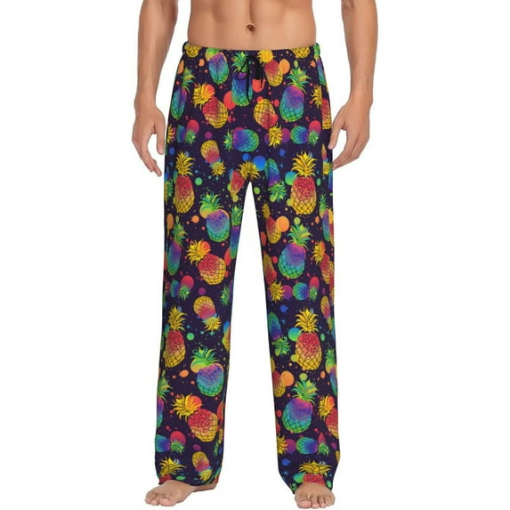 Balery Colorful Pineapples1 print Men's Pajama Pants,Ultra Lightweight Pjs,Lounge Pant-Small