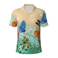 thumbnail image 1 of Balery Colorful Plants And Insects Printed Men’s Short Sleeve Polo Shirt, Midweight Men's Shirt,Golf Polo shirts -Medium, 1 of 8