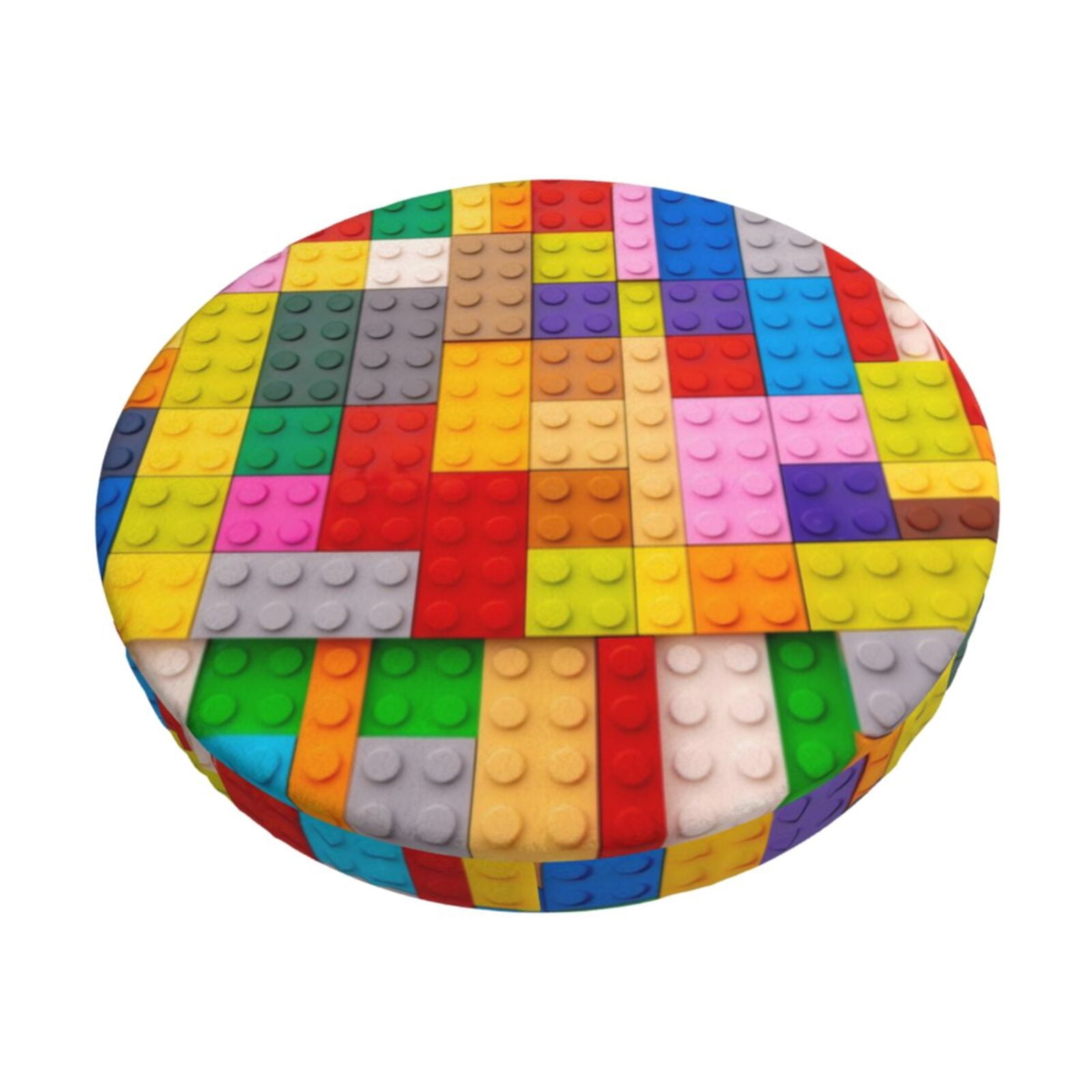 Balery Colorful Plastic Blocks Pattern Round Bar Stool Seat Covers ...