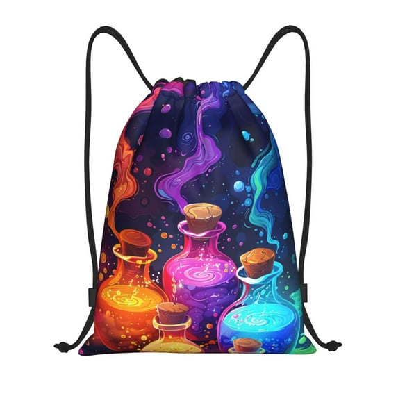Balery Colorful Potion Bottles Magic Pattern Drawstring Backpack Bag Sport Gym Sackpack Cinch Bags Pattern Drawstring Backpack Bag Sport Gym Sackpack Cinch Bags -Small