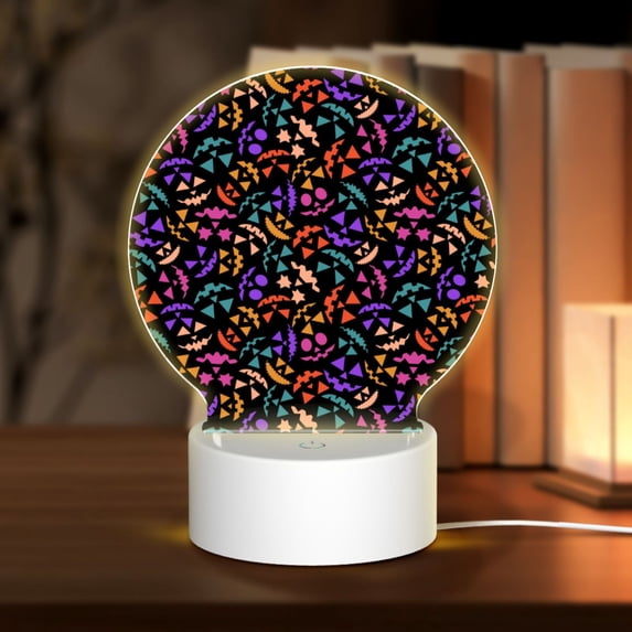 Balery Colorful Pumpkin Faces Pattern Acrylic Night Light Gift with 3 Color ModesTouch-Sensitive LED Lamp Perfect Gift for Mother's Day, Birthday, or Christmas