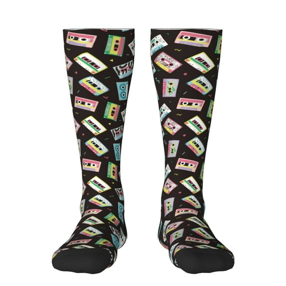 Balery Colorful Retro Tape Printed Novelty Socks Men's Women's Crew Socks Sports Socks Knee High Socks Cotton Socks Quirky and Cool Socks