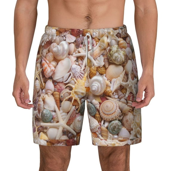 Balery Colorful Seashells Mens Swim Trunks Swim Shorts for Men Quick Dry Inseam Beach Shorts with Compression Liner Pocket-XX-Large