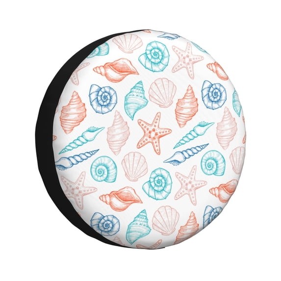 Balery Colorful Seashells1tire Cover Waterproof Dust-Proof, Universal Spare Wheel Tire Cover For Trailer, Rv, Suv Truck And Vehicle Camper Accessories-17 Inch