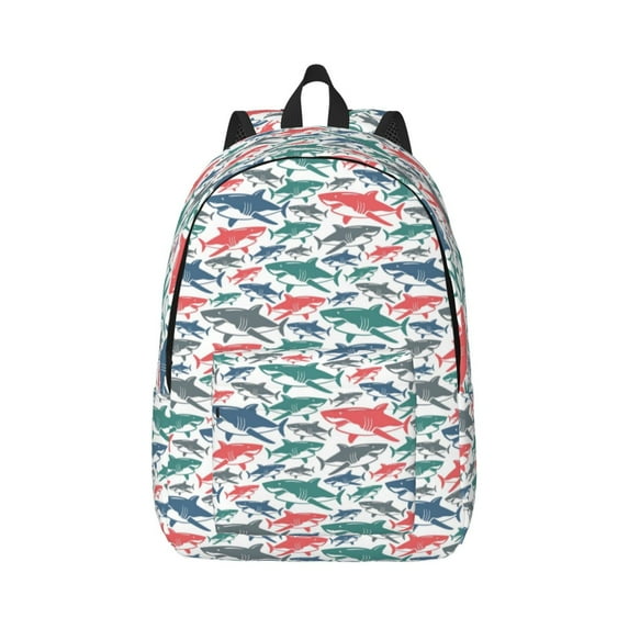 Balery Colorful Shark Vintage Canvas Backpack for Men and Women - Large Capacity, Durable Travel Laptop Bag for School, Work, Hiking, and Outdoor Activities