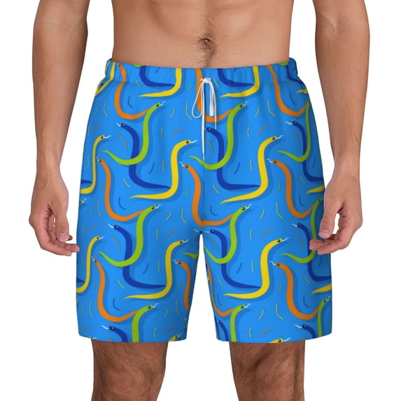 Balery Colorful Snake Mens Swim Trunks Swim Shorts for Men Quick Dry Inseam Beach Shorts with Compression Liner Pocket-Large