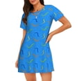 thumbnail image 1 of Balery Colorful Snake Pattern Womens Short Sleeve Sleepshirt Scoopneck Cute Nightdress Comfy Nightgown Loungewear Dress, 1 of 6