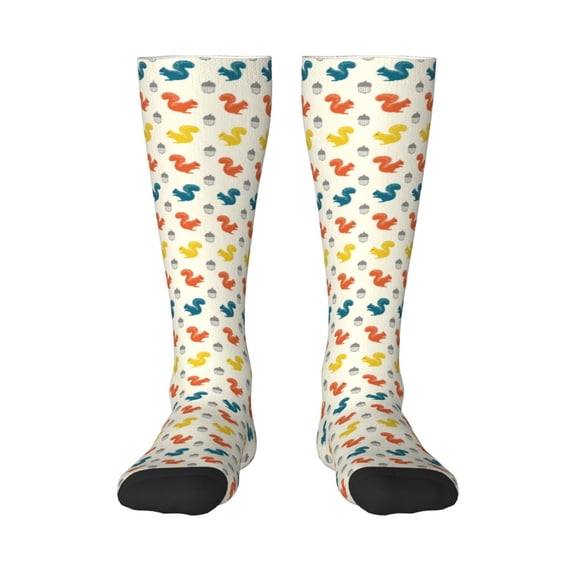 Balery Colorful Squirrel Printed Novelty Socks Men's Women's Crew Socks Sports Socks Knee High Socks Cotton Socks Quirky and Cool Socks