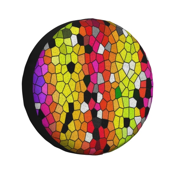 Balery Colorful Tie Dye Stained Glass 1tire Cover Waterproof Dust-Proof, Universal Spare Wheel Tire Cover For Trailer, Rv, Suv Truck And Vehicle Camper Accessories-16 Inch