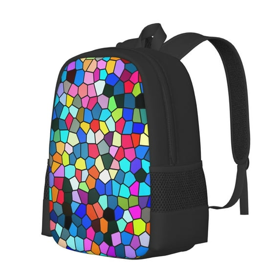 Balery Colorful Tie Dye Stained Glass 2 Backpack for Men and Women - Durable 600D Oxford Cloth -Large Capacity, Water-Resistant School, Travel, and Hiking Bag