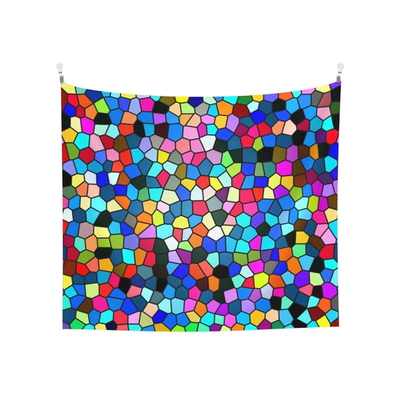 Balery Colorful Tie Dye Stained Glass 2 Pattern Tapestry 60x51 Inches - Large Wall Hanging Tapestry for Bedroom, Living Room, Dorm Decor - Artistic and Aesthetic Room Decor