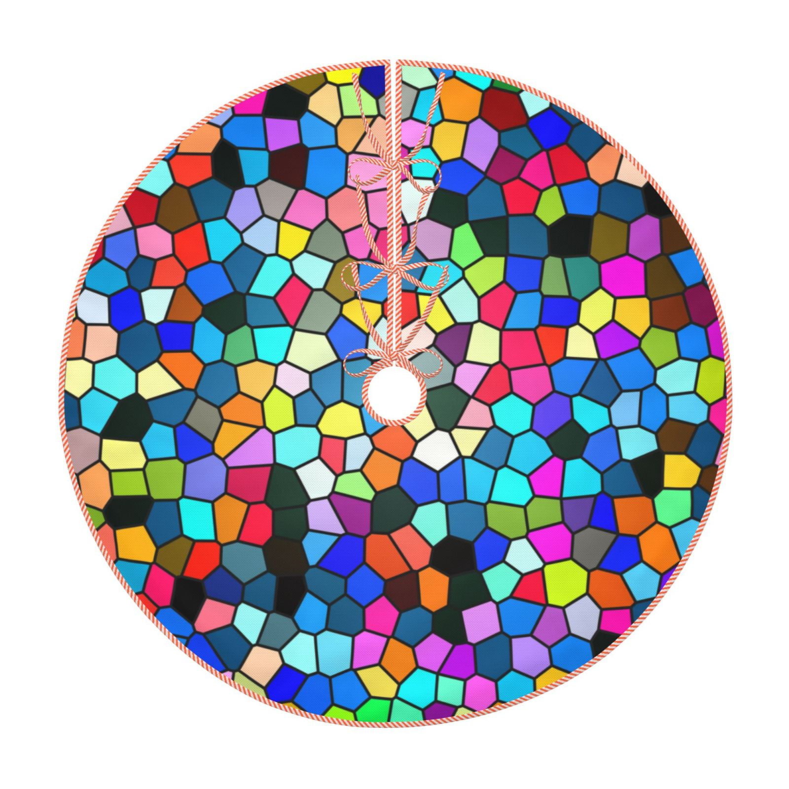 Balery Colorful Tie Dye Stained Glass 2 Printed Christmas Tree Skirt