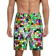 thumbnail image 1 of Balery Colorful Tie Dye Stained Glass Men's Cotton Knit Pajama Shorts Waistband & Pockets,Short Pajama Pants-Large, 1 of 8