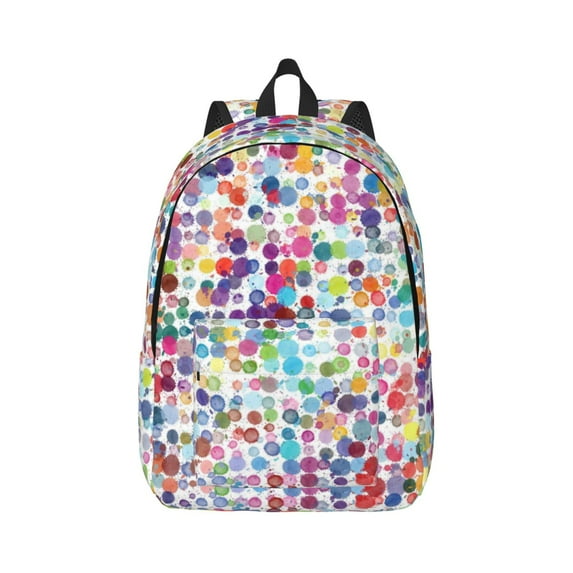 Balery Colorful Watercolor Dots Vintage Canvas Backpack for Men and Women - Large Capacity, Durable Travel Laptop Bag for School, Work, Hiking, and Outdoor Activities